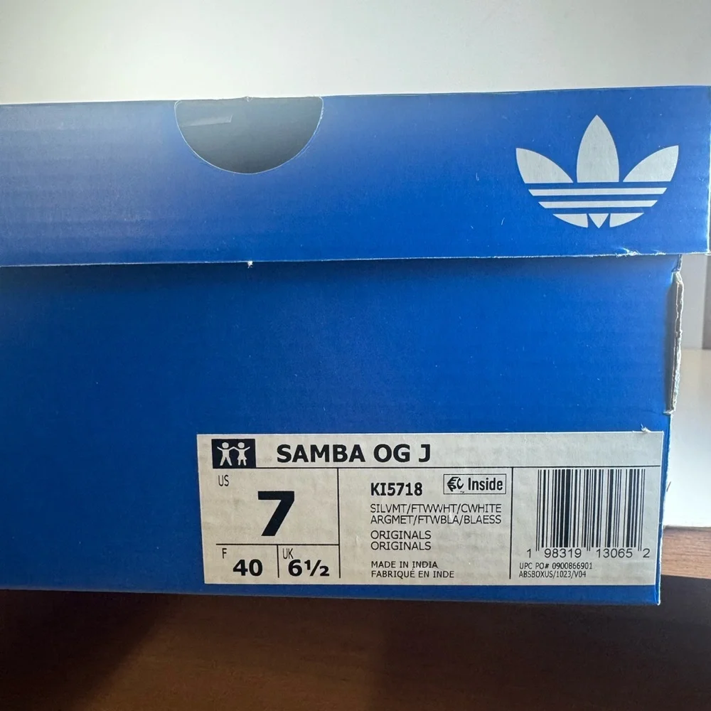 Adidas Samba OG Metallic Silver Cracked Leather Women’s Size 8 Sneakers - Picture 12 of 12